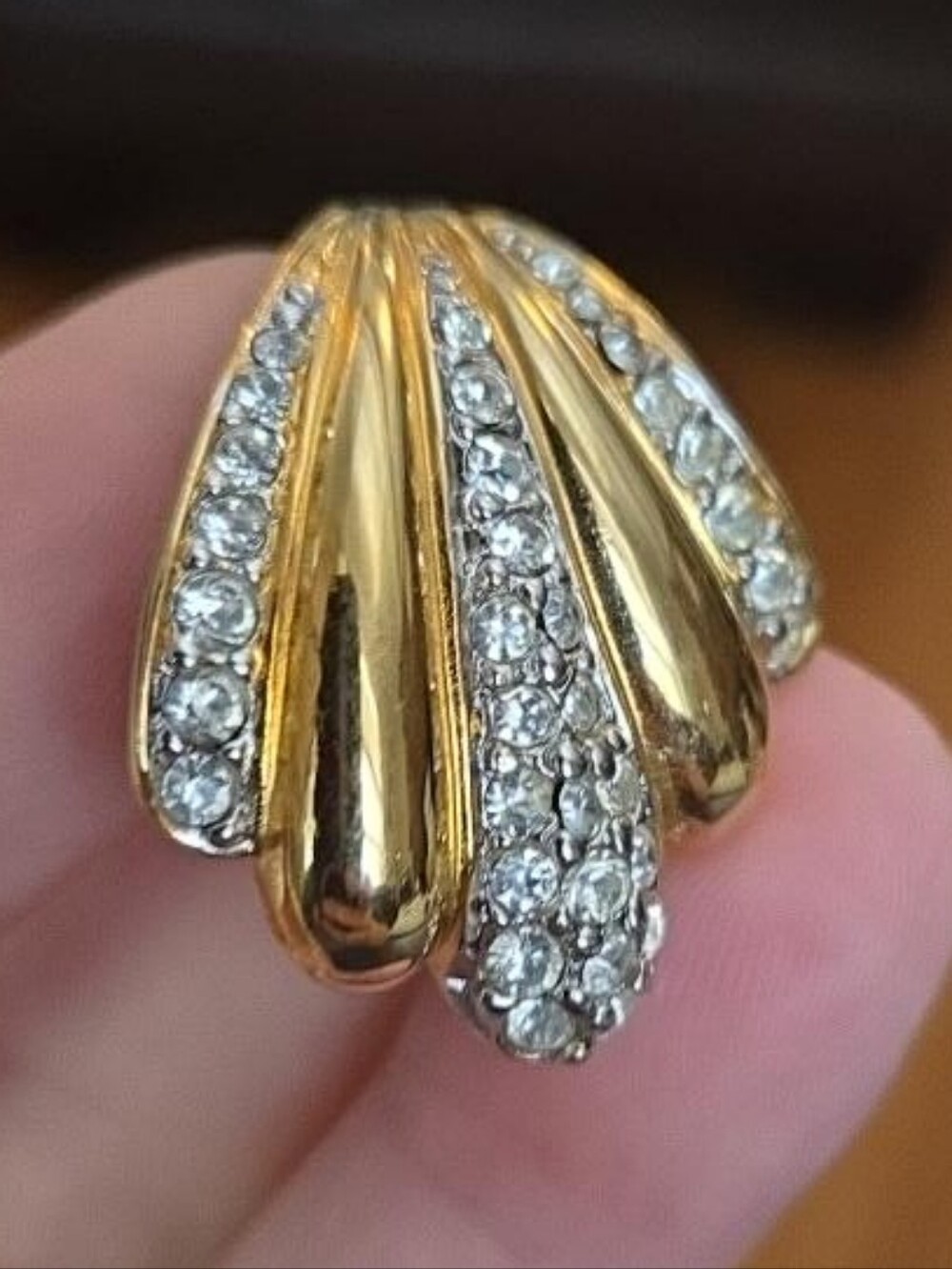 Vintage Joan Rivers Gold Tone Pavé Rhinestone Sculptural Pendant